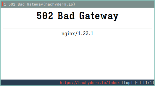 Screenshot of the hachyderm.io instance showing a 502 Bad Gateway error.