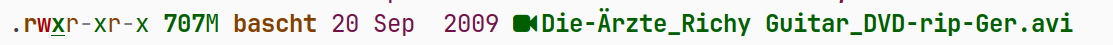 Screenshot einer Datei-Liste unter Linux mit der Zeile 
