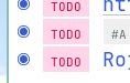Screenshot of an Emacs window with org-modern mode turned on. The bullets are beautiful little filled circles and the TODO keyword looks like some sort of label.